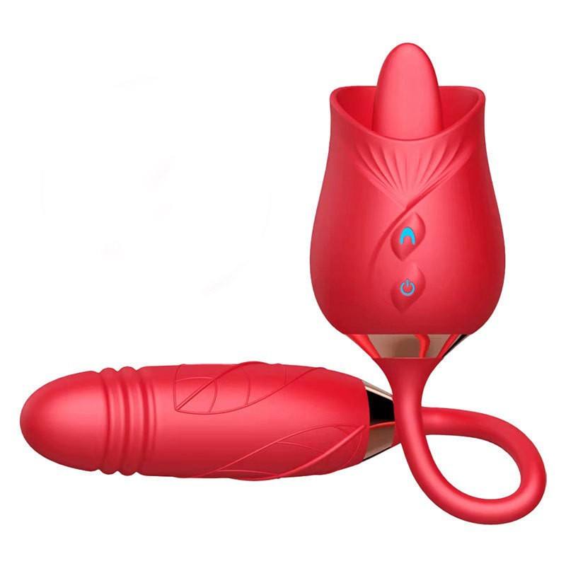 Woman Rose Toy with Thrusting Dildo Clit Sucking Flower Rose - Image 3