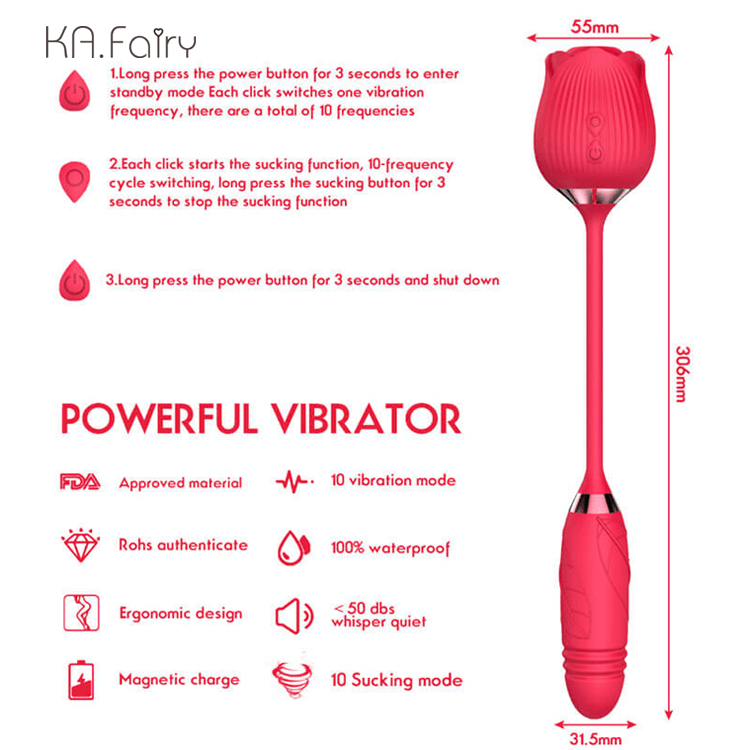 Woman Rose Toy with Thrusting Dildo Clit Sucking Flower Rose - Image 2